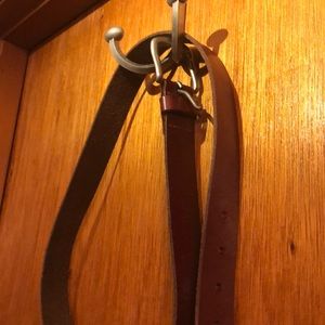 leather belt with  brushed chrome hardware